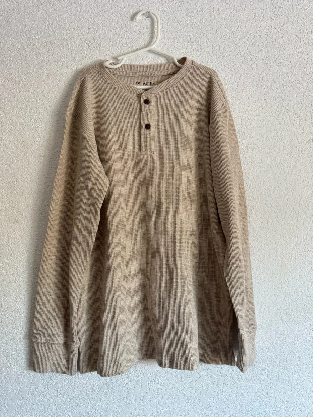 The Children's Place Boy’s Beige Thermal Henley Shirt